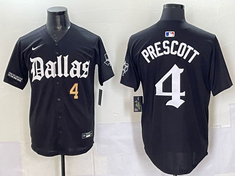 Men 2025 Nike Dallas Cowboys #4 Prescott Black 5th generation Joint Name Limited NFL Jersey 04